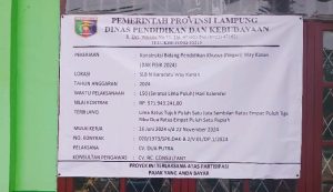 Oknum Rekanan CV. Dua Putra Diduga Lakukan Penyimpangan Berupa Indikasi Korupsi Pada Pelaksanaan Pekerjaan Kontruksi DAK Di SLB N Baradatu Way Kanan.