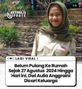 Dwi Aulia Anggraini (16) Dilaporkan Hilang Selepas Pulang Sekolah